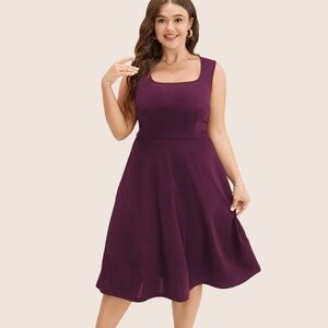 BloomChic Plus Size Solid Pocket Sleeveless Ruffle Hem Tank Dress
